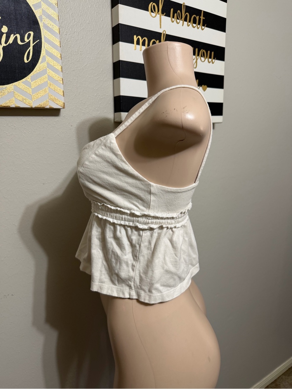 Forever 21 White Smocked Waist Spaghetti Strap Camisole - Picture 2 of 6